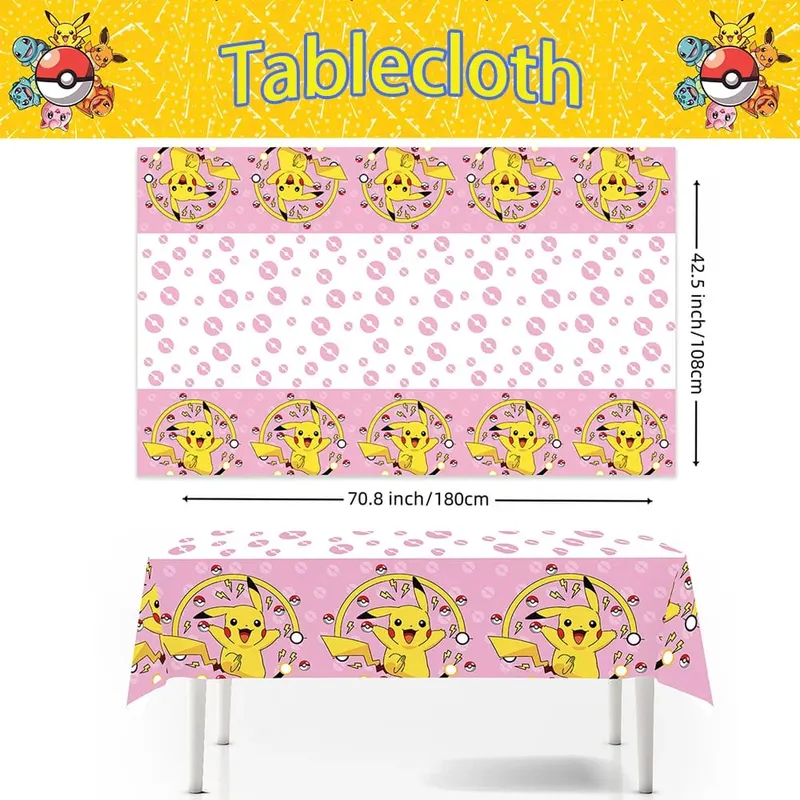 1/10Pcs Pokemon Tablecloth Birthday Dekorasyon Disposable Tablecloth Pikachu Tablecover Mga Regalo sa Kaarawan ng mga Bata Mga Baby Shower Supplies