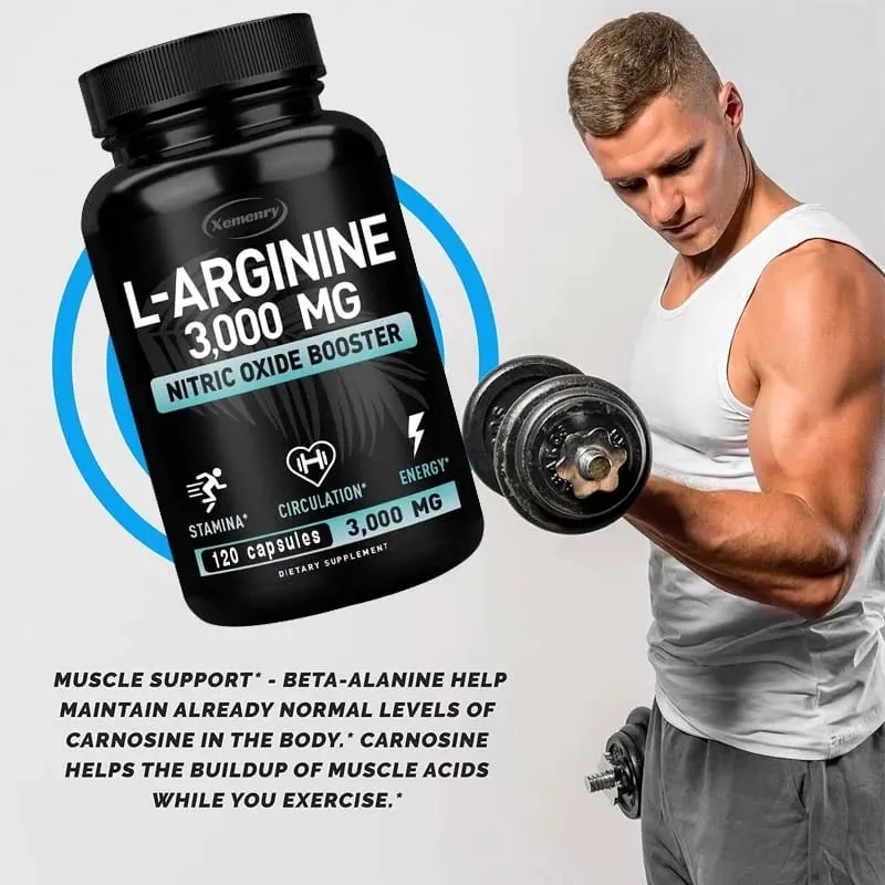 Κάψουλες L-Arginine 3000mg - Ενισχυτικά μονοξειδίου του αζώτου - Βελτιώνουν την απόδοση της ενεργειακής αντοχής Δόμηση μυϊκής μάζας