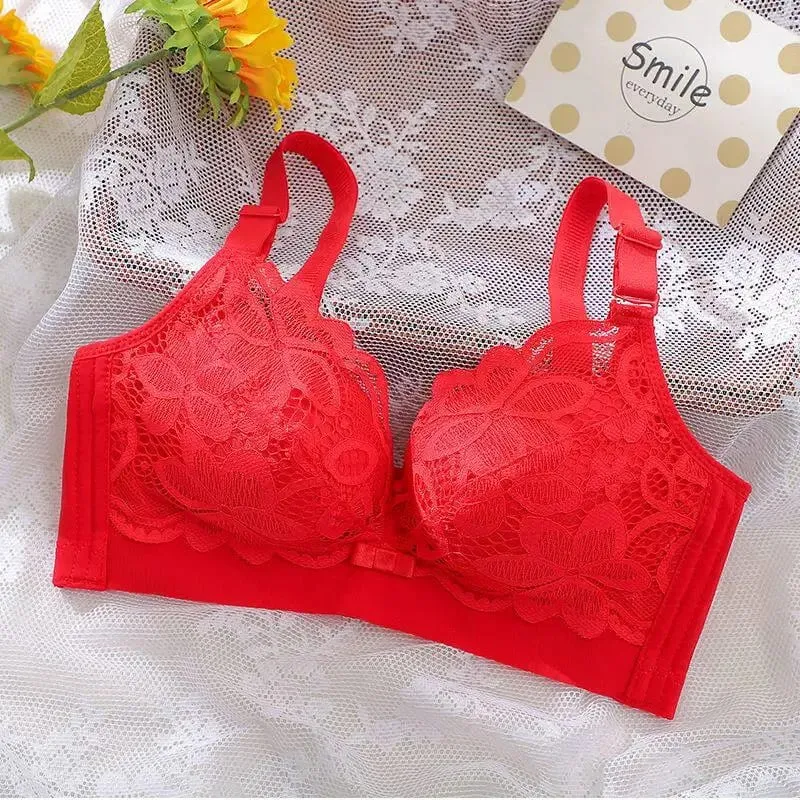 Ultra-vastag Push Up melltartó 12 cm-es vastag, csipkés csésze, összegyűjtött vezeték nélküli melltartó oldalsó tartása Teljesen fedő fehérnemű A/B csészékhez