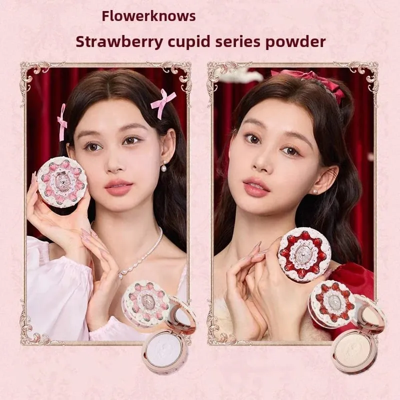 Flower Knows Strawberry Cupid Box Συλλογή Μακιγιάζ Σετ Καλλυντικά Πλήρες σετ Παλέτα Pressed Powder Blush Lipstick Κουτί δώρου