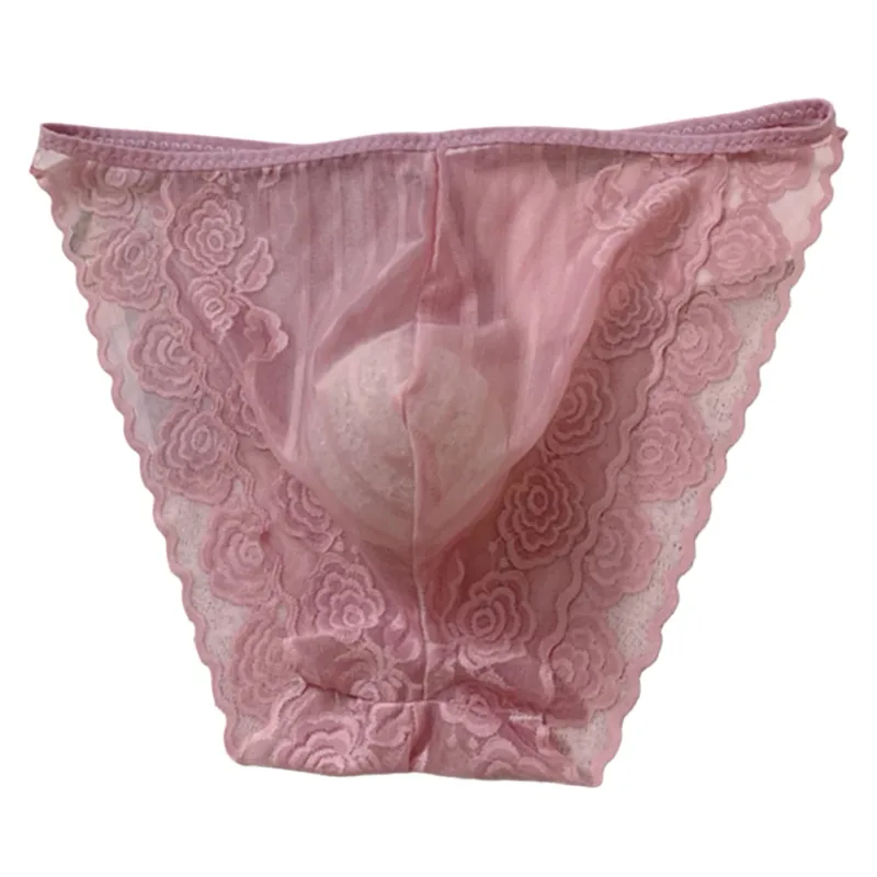 Men Seamless Lace Extreme Men's Panties Mesh Sheer Very Hot Lingerie Gay Sissy Bulge Pouch Bikini Briefs Underwear Underpants