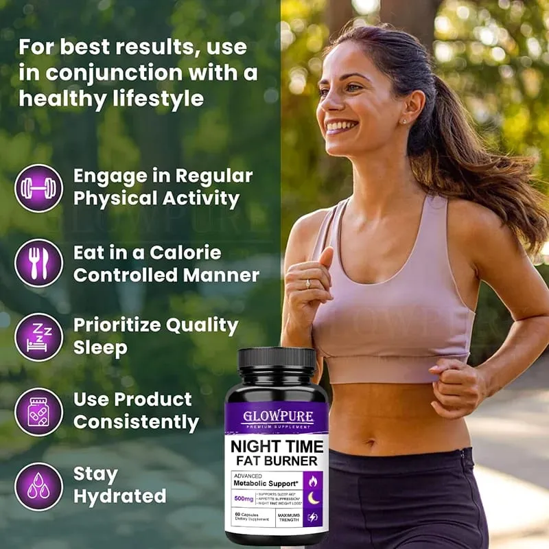 Slimming Capsule Night Time Fat Burner for Weight Loss Boost Metabolism Suppress Appetite Diet，Healthy Weight Management