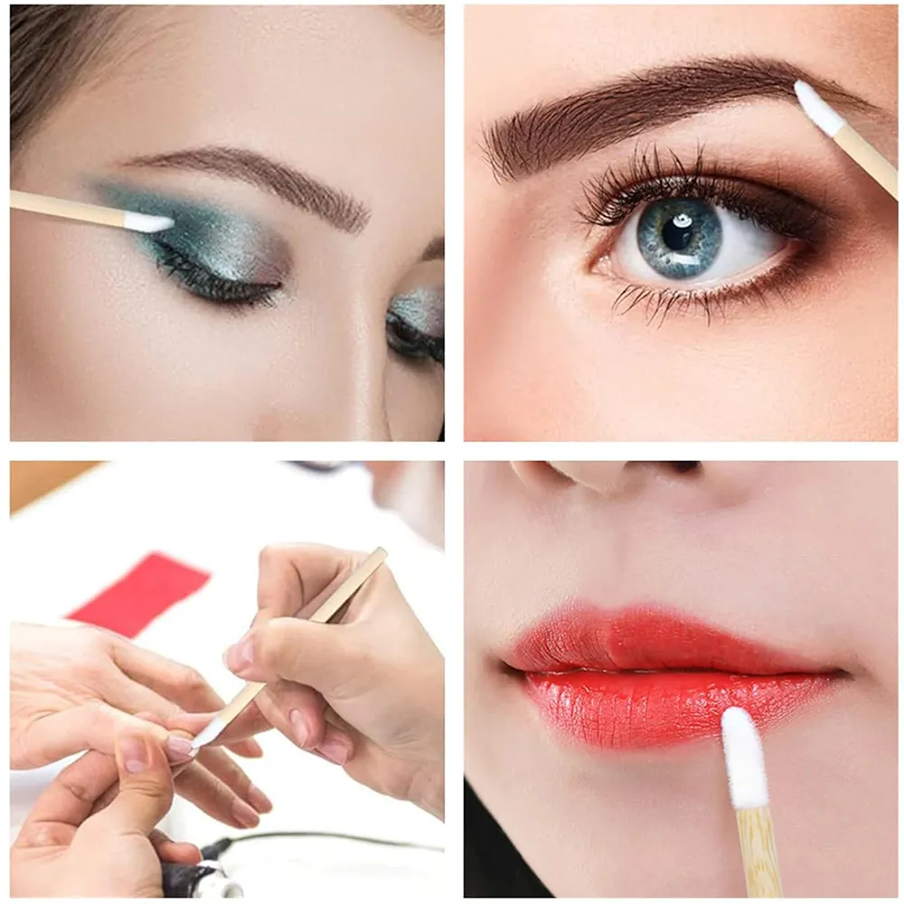 50/100 Buah Aplikator Tongkat Bibir Kuas Lipstik Gagang Bambu Kuas Makeup Tongkat Gloss untuk Alat Kecantikan Ekstensi Bulu Mata