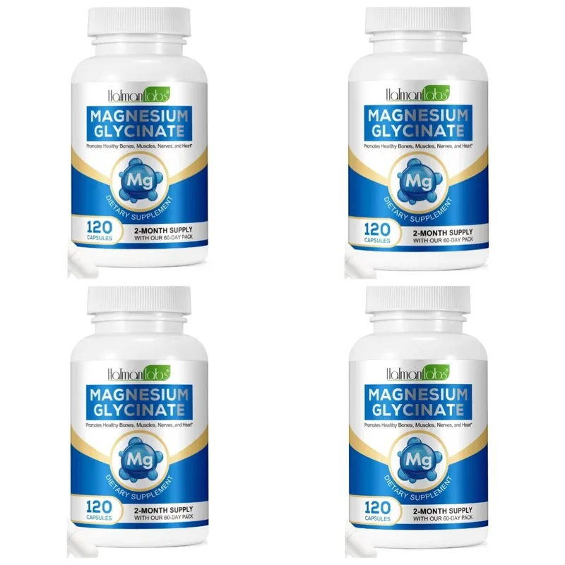 Magnesium Glycinate Capsules with 208mg Elemental Bisglycinate for Healthy Bone Muscle & Nerve Support Adults 120 Capsules