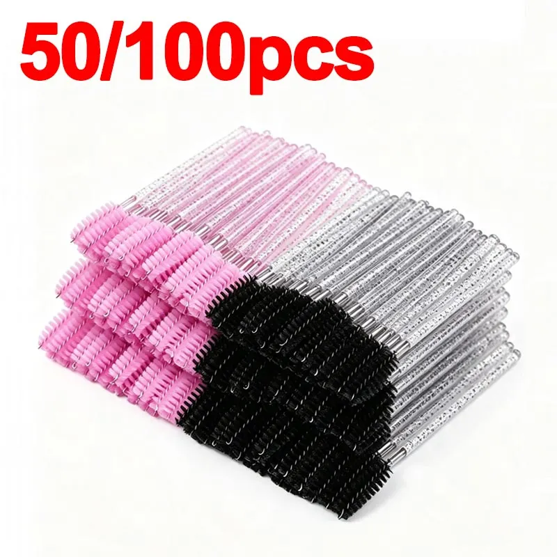 Nieuwe 50/100 Stuks Microbrush Voor Wimpers Borstel Crystal Spoolie Borstels Wenkbrauw Kam Make-Up Beauty Tool Voor Wimpers HZS24