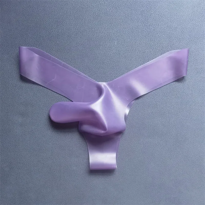 Mens Latex Foam Soft G-strings Sexy Lingerie Underwear Rubber Elephant Nose Pouch Thongs Man Sheer Exotic Panties