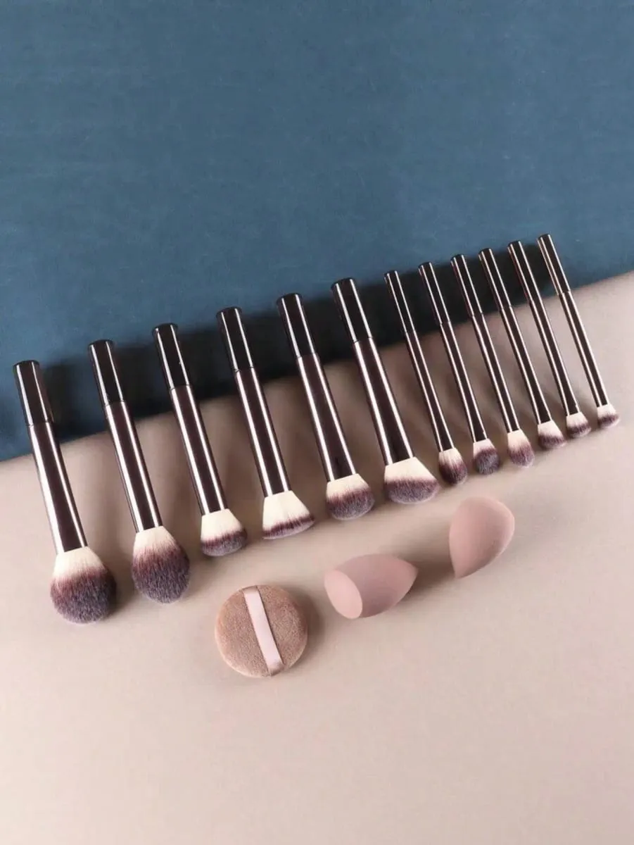 15Pcs Makeup Brushes Set Malambot Mukha Eye Cosmetic Brushes May Beauty Sponge Powder Puff Kumpletong Makeup Tool Kit