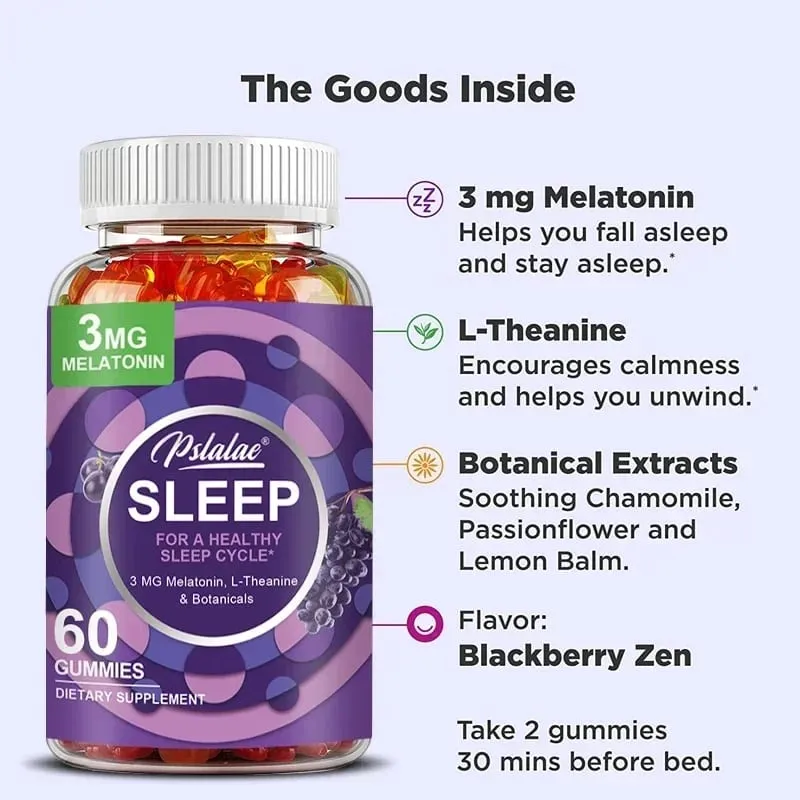 Melatonin Gummies Ανακούφιση από το άγχος Βοήθεια ύπνου Εξοικονόμηση αϋπνίας Ρύθμιση ρολογιού σώματος για ενήλικες