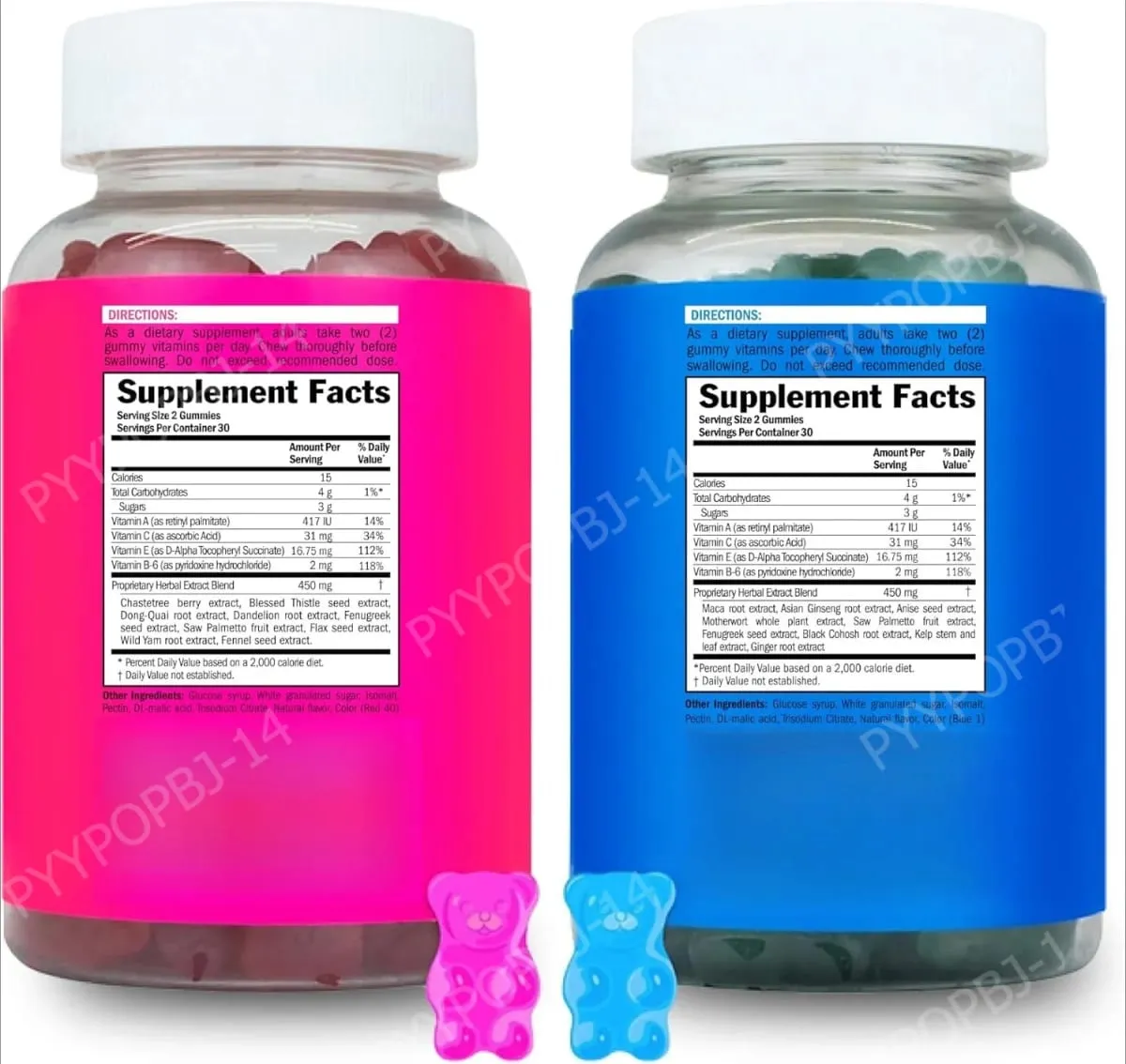Top&Peach Support Combo Pack Multivitamin Gummies for Women Includes Herbal Extracts & Essential Vitamins Gluten Free 60 Count
