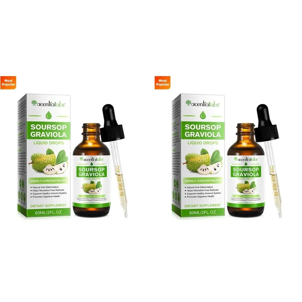 AcentiLabs Sirsak Graviola Tetes Cair Vitamin C Mendukung Kesehatan Pencernaan Sistem Kekebalan Tubuh Pertahanan Radikal Bebas 60ml untuk Dewasa