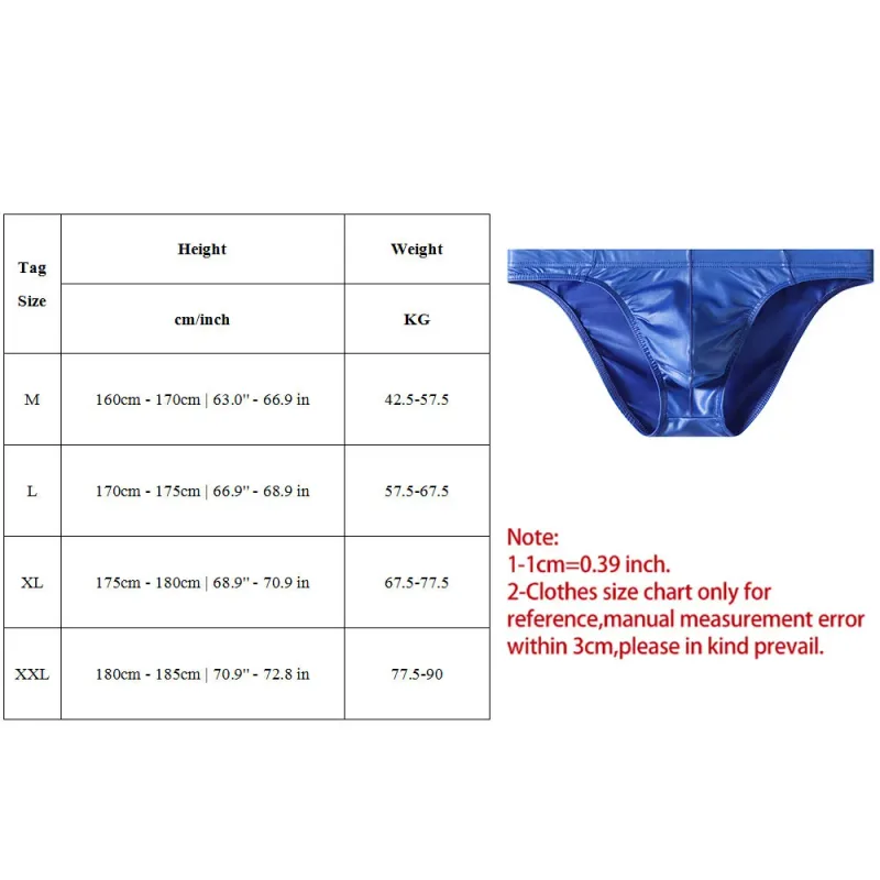 Sexy Briefs Underwear Men Faux Leather Sexy Underwear Briefs Low Waist Bulge Pouch Lingerie Panties Underpant Triangle Pants