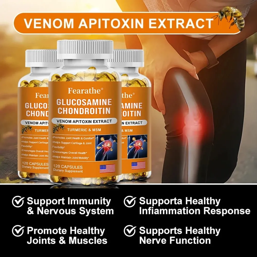 Glucosamine Chondroitin MSM and Turmeric Supplement - Support for Cartilage & Joint Health & Flexibility Non-GMO Capsules