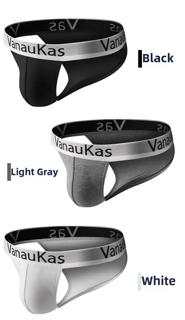 New Men's Underwear Briefs High-Cut Small Triangle Underpants Sexy Low-Rise Hollow Out Cotton Panties with Elastic Waistband