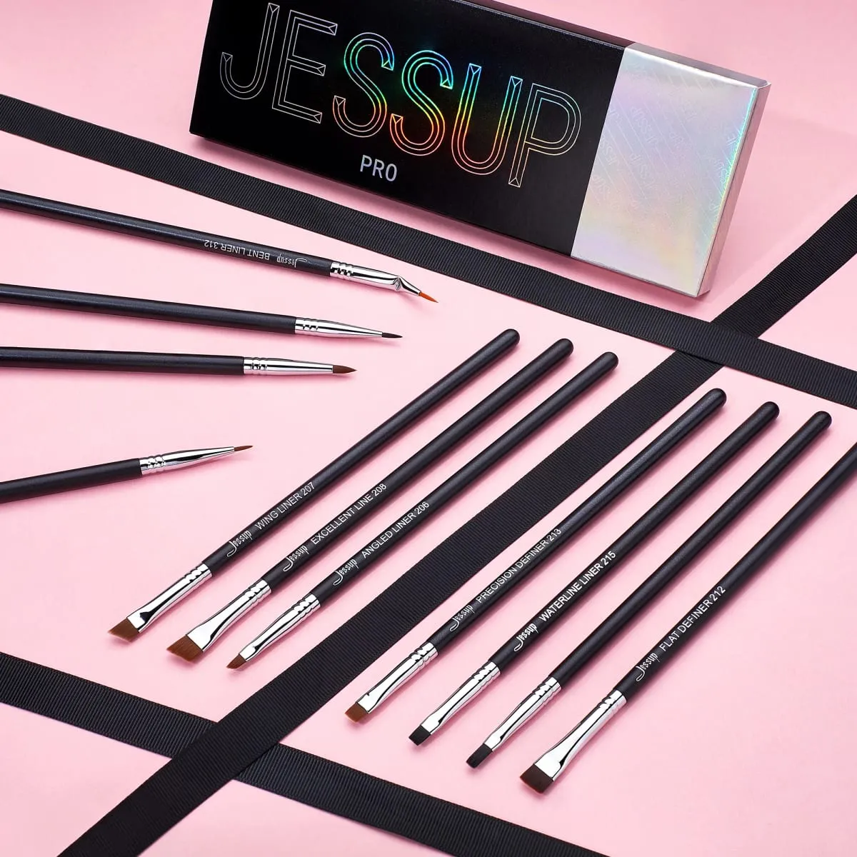 Jessup Eyeliner Brushes set 11pcs Pro Eyeliner Brushes Tapered Angled Flat Ultra Fine Precision Eye Makeup brushes set T324