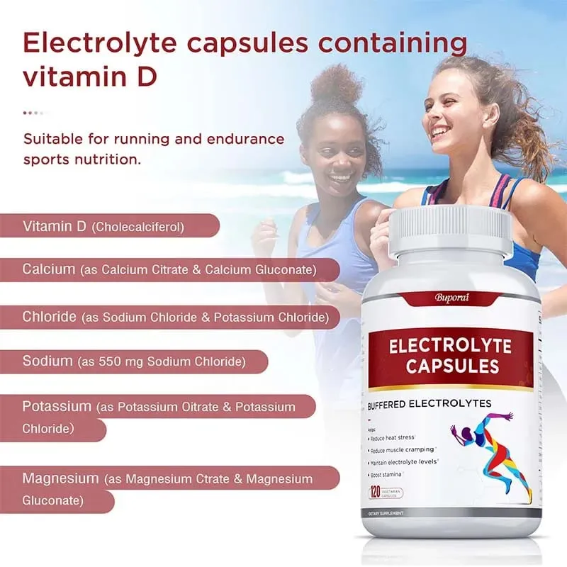 Electrolyte Capsules - Supports Electrolyte Balance Relieves Stress Supplements Sports Nutrition Improves Endurance Non-GMO
