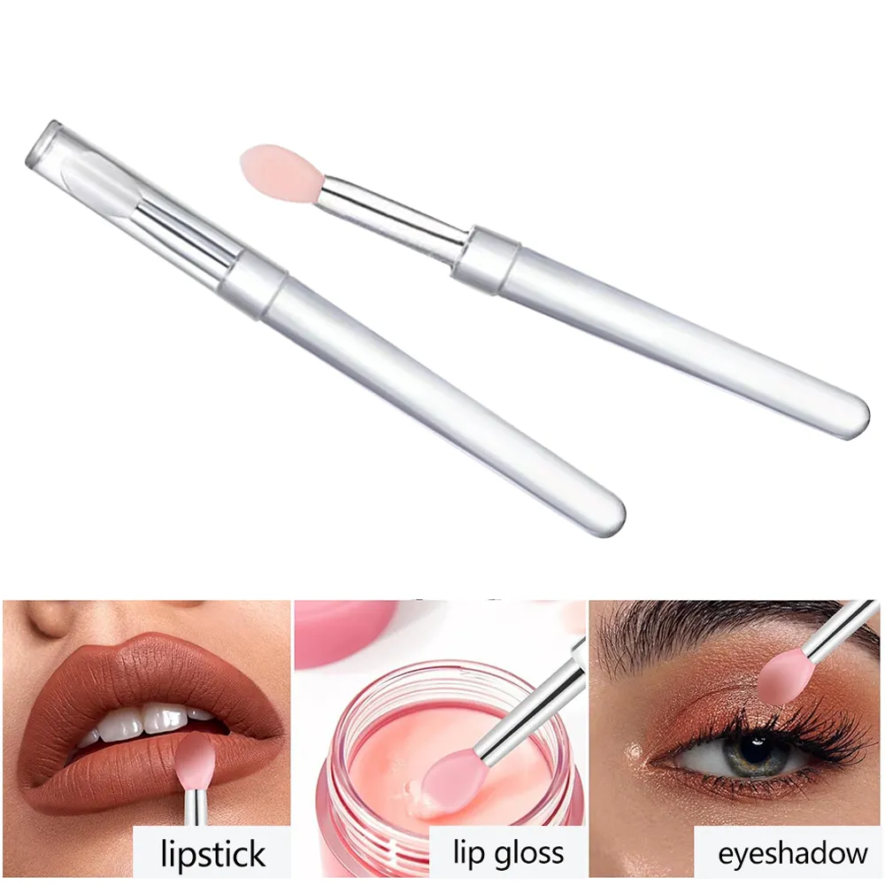 3/15 Buah Aplikator Masker Bibir Silikon Alat Lipstik Transparan Kuas Bibir Dapat Digunakan Kembali untuk Kuas Eyeshadow Lip Gloss Alat Rias