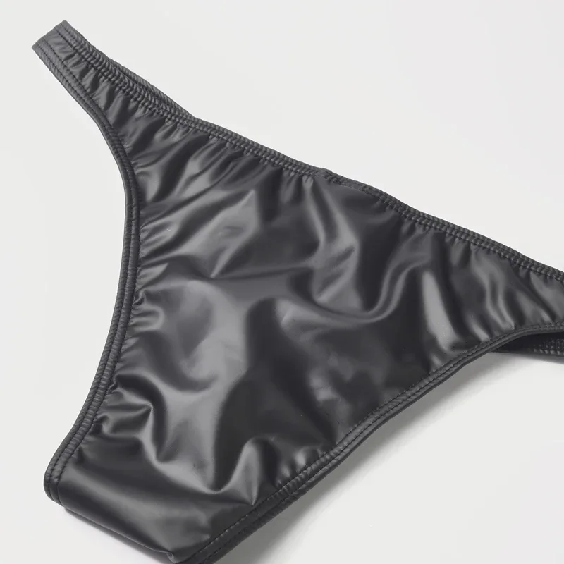 Men's Faux Leather Bikini Briefs Underpants U Pouch Sexy Slips for Men High Quality Lingerie Cuecas Calzoncillos Male Panties