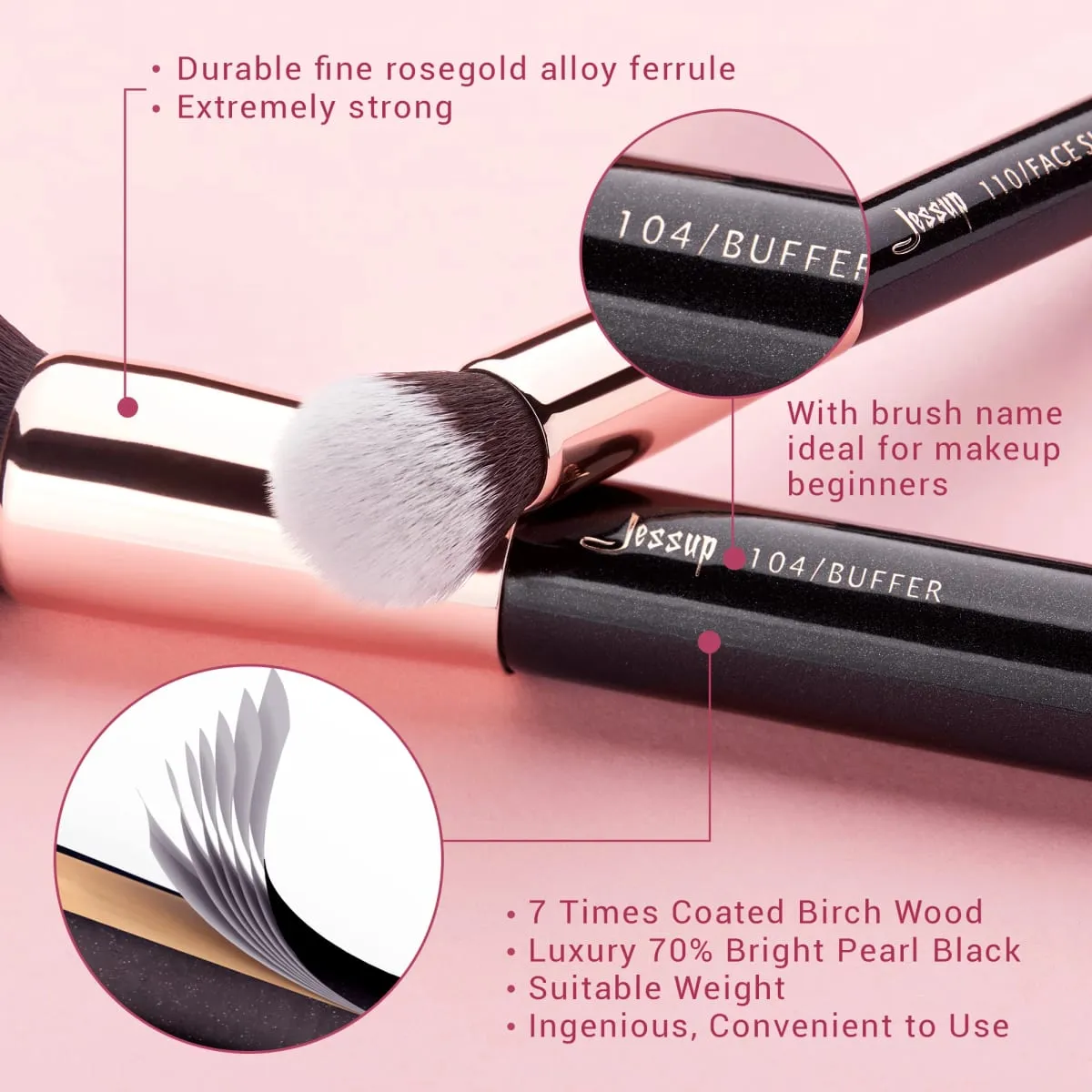 Jessup Professional Makeup Brushes Set 25pcs Natural-Synthetic Foundation Powder Pangkulay sa Mata Make up Brush Blushes Black T155