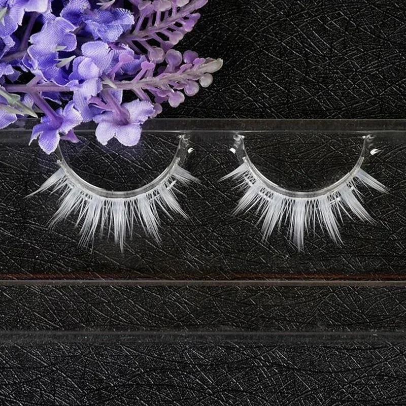 White Eyelashes Cosplay smink Natural Long Cross Strip műszempillák