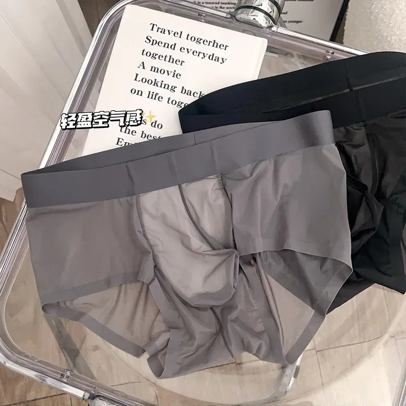 Transparante Slips Heren Ultradunne Ijs Zijde Sneldrogend Slipje Sexy U Ardennen Pouch Man Ondergoed Ademende onderbroek Cuecas
