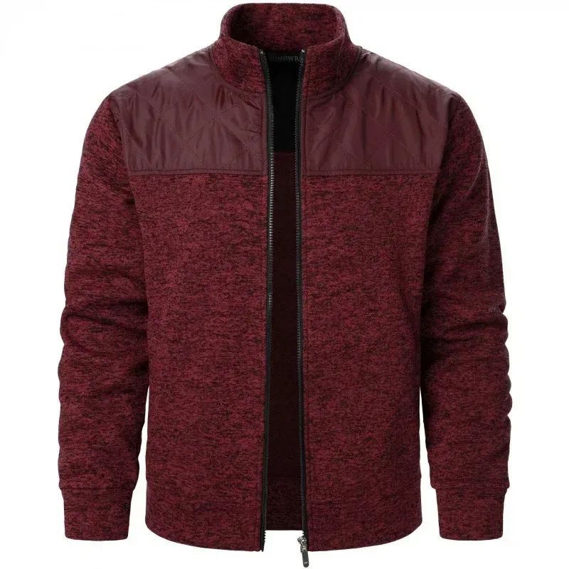 Panlalaking Tagpi-tagping Sweatshirt Stand Collar Jacket Slim Fit Cardigan Streetwear Kasuotang Pang-sports Casual Zip Up Coat Panlabas na Tracksuit na Panlalaki