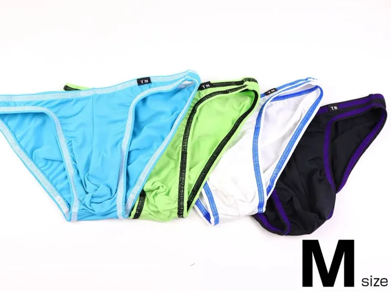Sexy Male Big Pouch Briefs Contrast Color Binding Edge Low Waist Silky Smooth Candy‑colored Men Daily Intimate Underwear Panties
