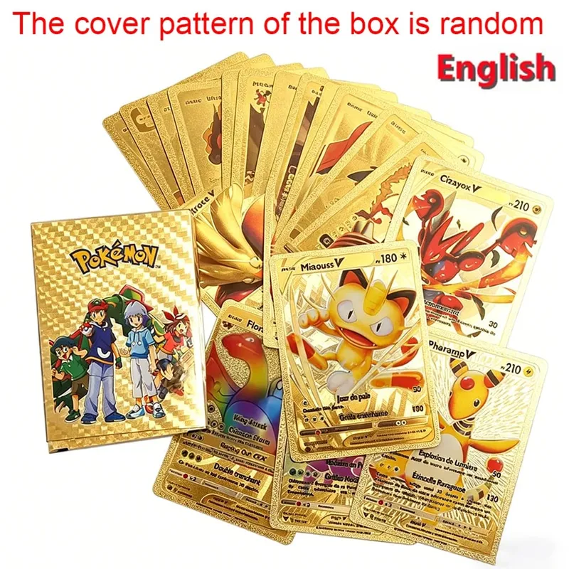 55 τεμάχια Pokemon Cards Vmax GX Gold Foil Flash Box Party Διαδραστικό παιχνίδι Αγγλικά Ισπανικά Πολύχρωμο Παιχνίδι Συλλογή Κάρτας Δώρο