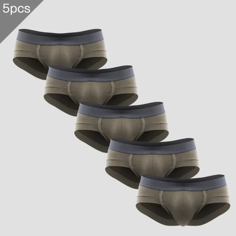 5PCS Men's three-piece briefs with U-shaped pouch, modal fabric, breathable, summer youth low-rise bottom pants