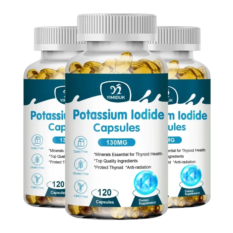 Potassium Iodide Capsules KI (Stable Iodine) 130 mcg per Day - Thyroid Support Supplement