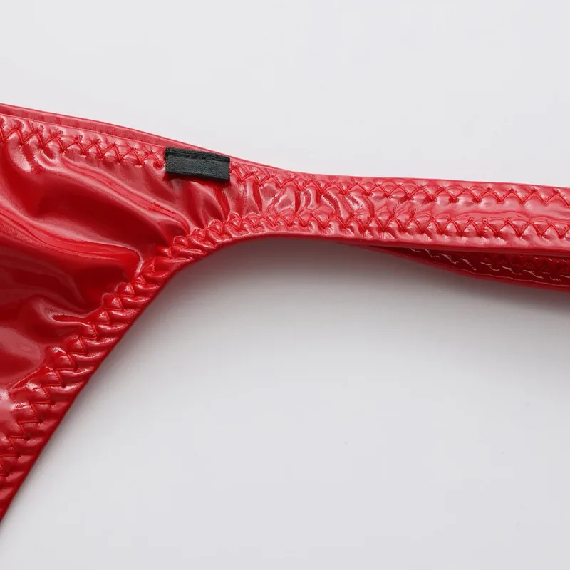 Men Glossy Faux Leather G-string Briefs Thin-Strap Low Waist Underwear Men's Panties Lingerie T-back Male Briefs Lingerie