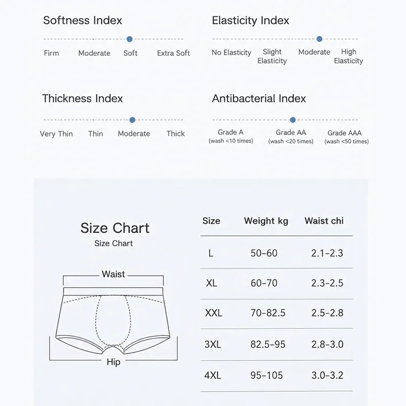 4pcs Cotton Men Boxer Shorts Male Underwear High Stretch Sexy Underpant Man Panties Plus Size L-4XL Mid Waist Breathable Brief