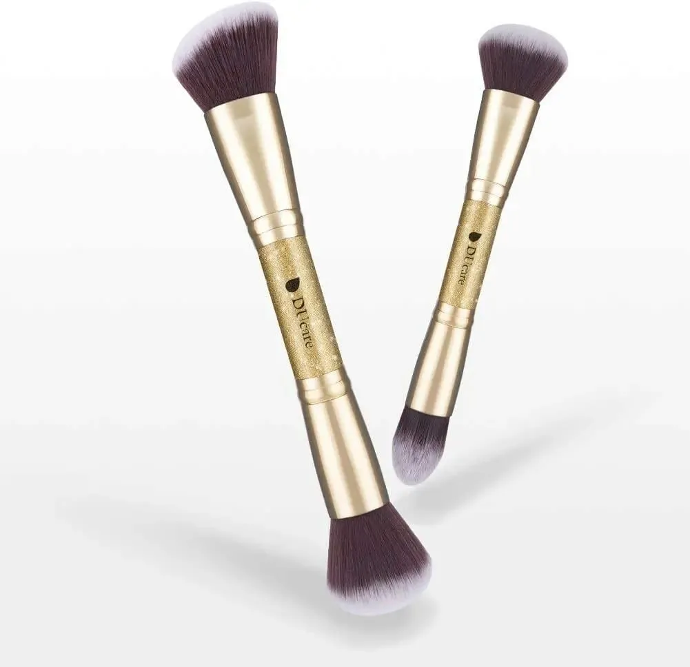DUcare 2Pcs Πινέλα Μακιγιάζ Duo End Face Brush For Foundation Powder Buffer και Contour Eyeshadow Synthetic Cosmetic Tools Makeup