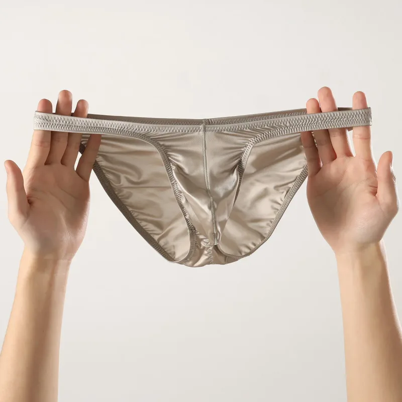 Men's Low Rise Gym Briefs Smooth Satin Sport Training Underwear Bodybuilding Ultra Thin Quick Dry Fitness Workout Butt-lifting