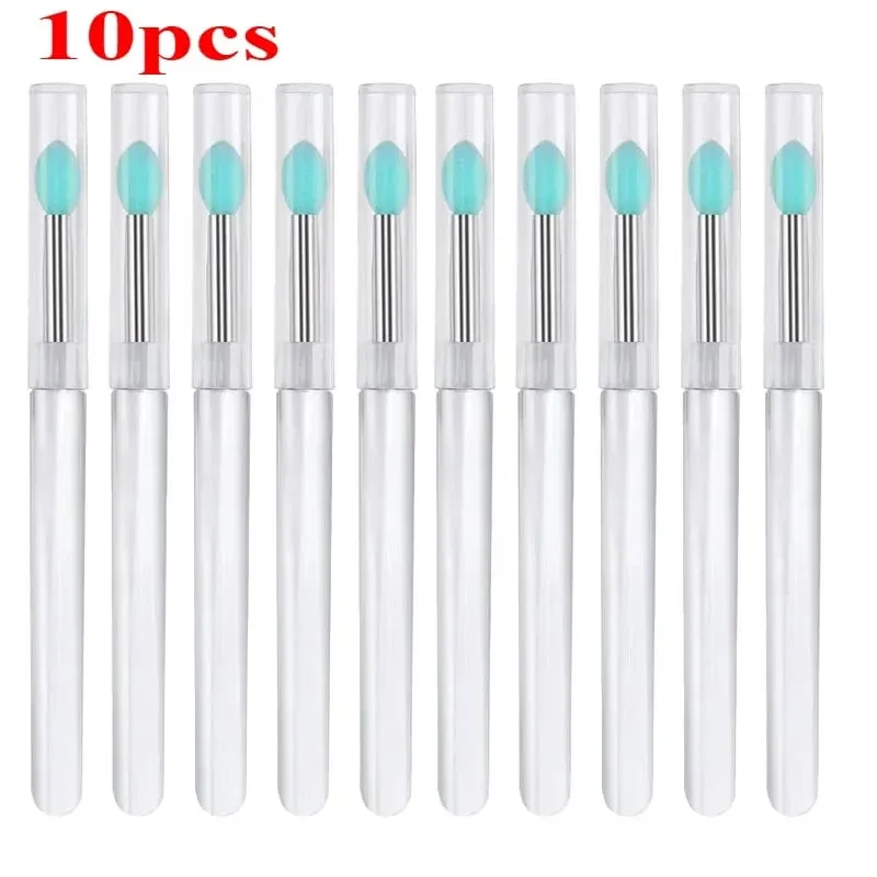 3/5/10 Buah Aplikator Stik Bibir Kuas Lipstik Silikon Lembut Pegangan Jernih Portabel Alat Kecantikan Lipgloss Microbrush Bersih