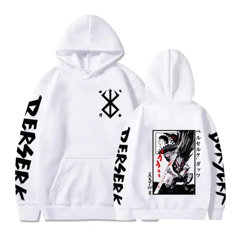 Berserk sweat à capuche pour homme femmes à manches longues sweat polaire surdimensionné vestes manteaux drôle Berserk japonais Anime Streetwear