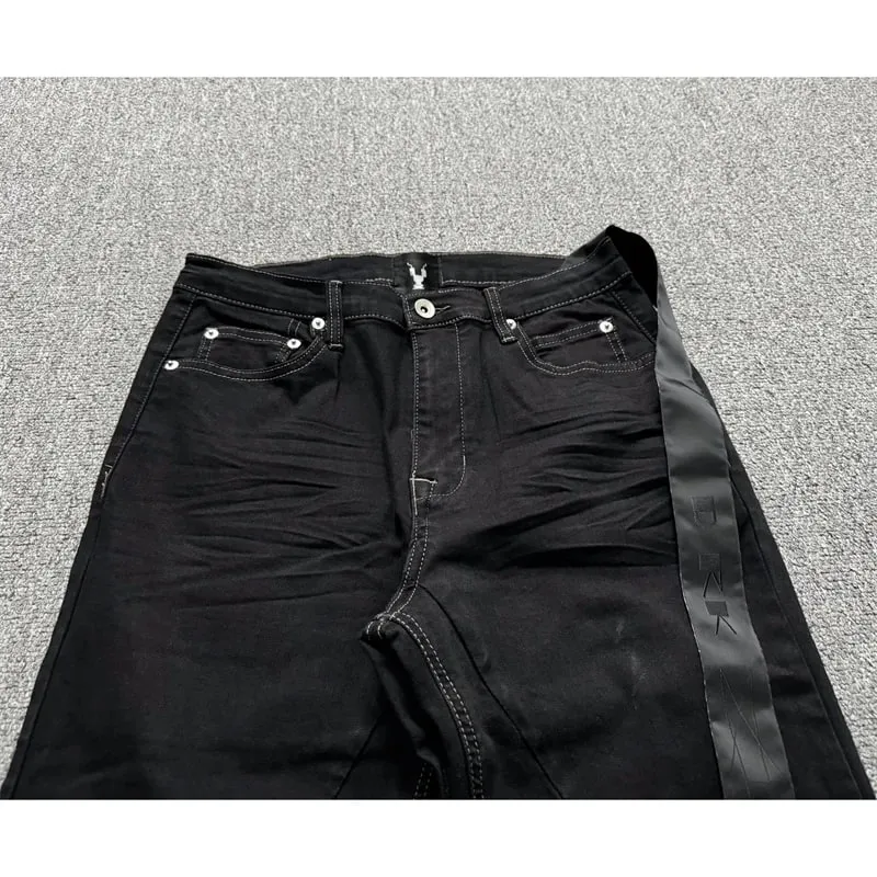 Ανδρικό τζιν παντελόνι High Street RO Ανδρικό 24SS Basic ελαστική μαύρη κορδέλα Loose Flared Streetwear Casual Jeans Παντελόνι Ανδρικά Ρούχα