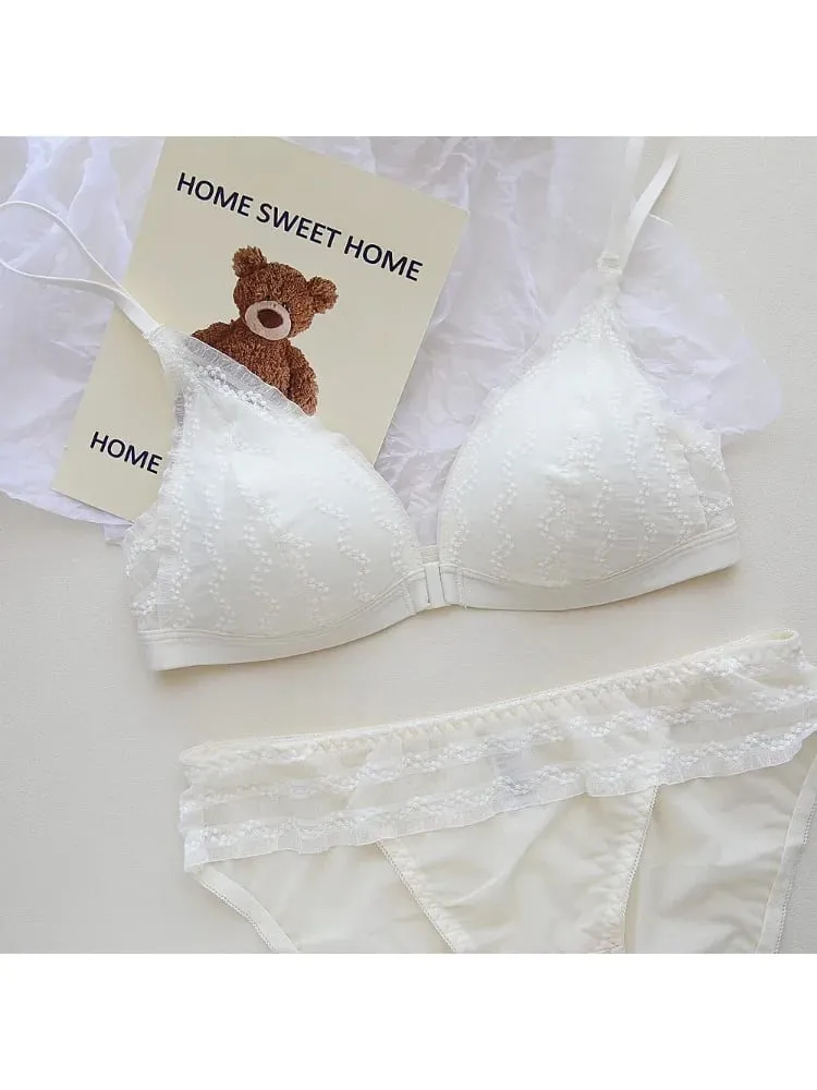 Push Up melltartó kis mellekhez - Elöl Csipke Bralette Wireless Demi Triangle Cup Szexi fehérnemű Vékony Demi Cup Kis mellkas