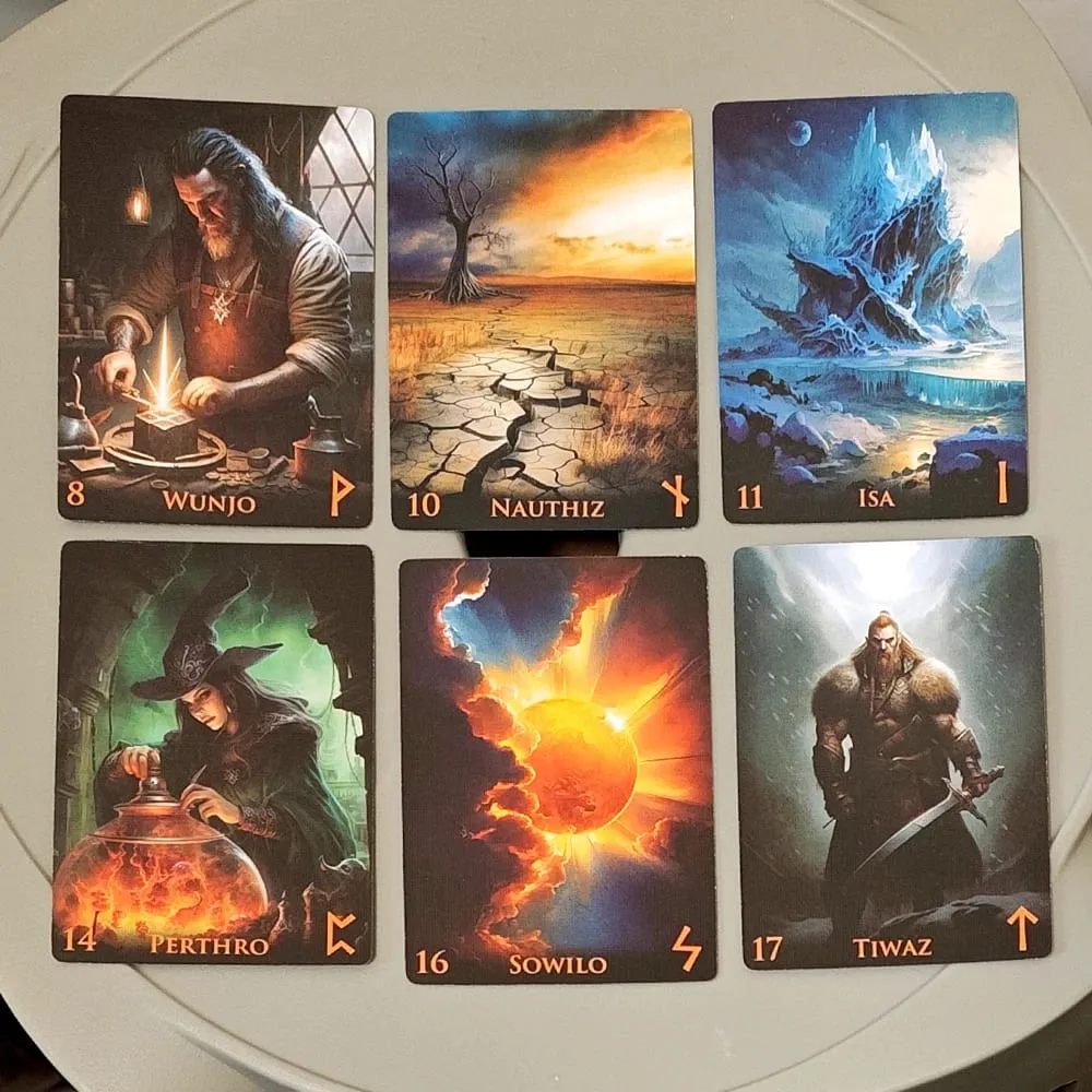 Weird World Runes Deck - 9*6cm 25 Elder Futhark Oracle Card para sa Divination na Naka-print sa 350GSM Double-embossed Cardstock