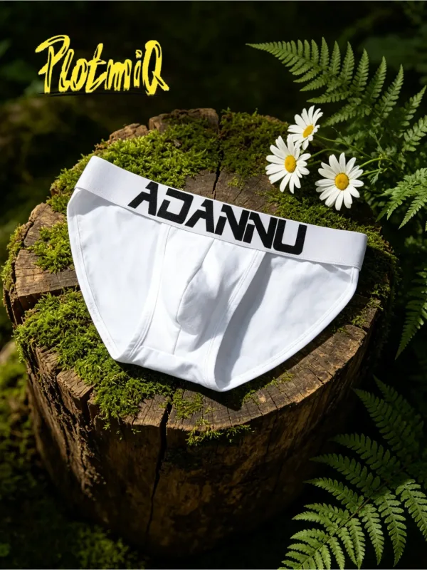 2PCS Mens Bikini Briefs Big Letter Print Wide Waistband Cotton Blend Soft Fabric 3D Contour Pouch Low Rise Male Underwear
