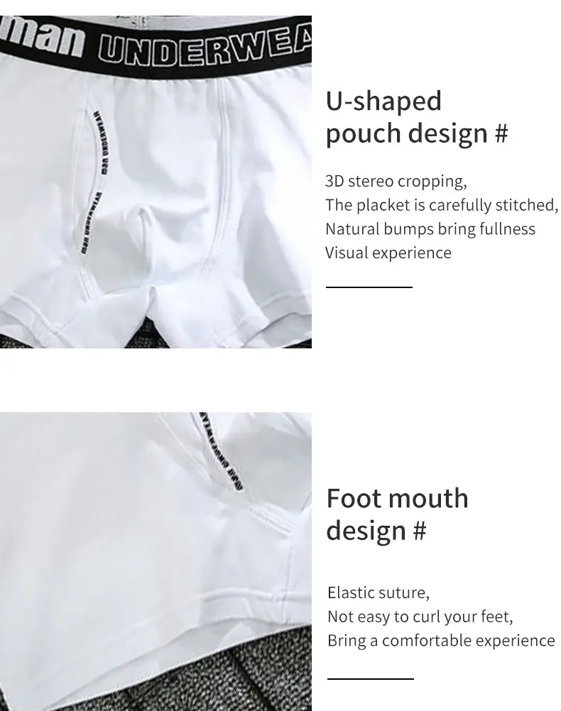 2024 new 6pcs/Lot Cotton Mens Underpants Soft Boxer Men Breathable Solid Underwear Flexible Boxershorts Cuecas Vetement Homme