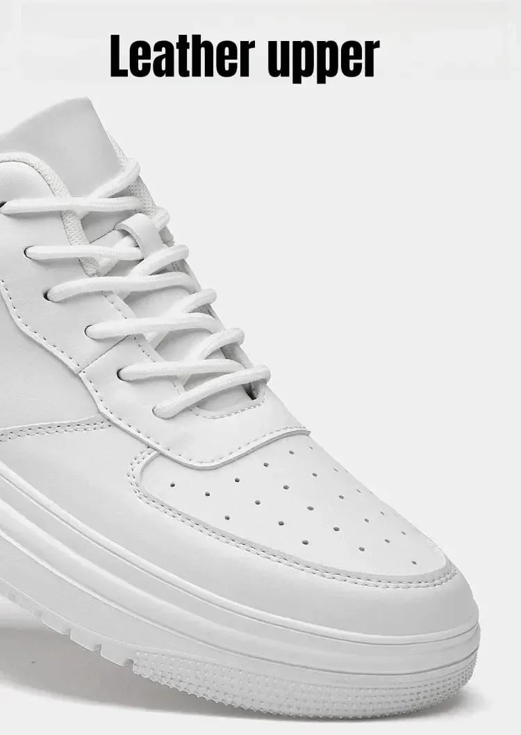 Új magasságnövelő cipő férfiaknak 10 cm-es láthatatlan liftes tornacipő fehér bőr Sport Zapatillas De Hombre nagy 46-os