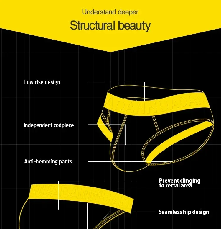 1PCS Solid Color Ribbed Male Briefs ADANNU Embossed Logo Elastic Waist Stretch Comfort Daily Bikini Underpants AD759