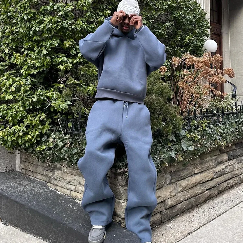 Männlich Herbst Neue 2 Stück Set Casual Solide Paar der Mit Kapuze Sweatshirt Lose Jogginghose Jogging Sweatshirt Hosen Outfits Anzüge