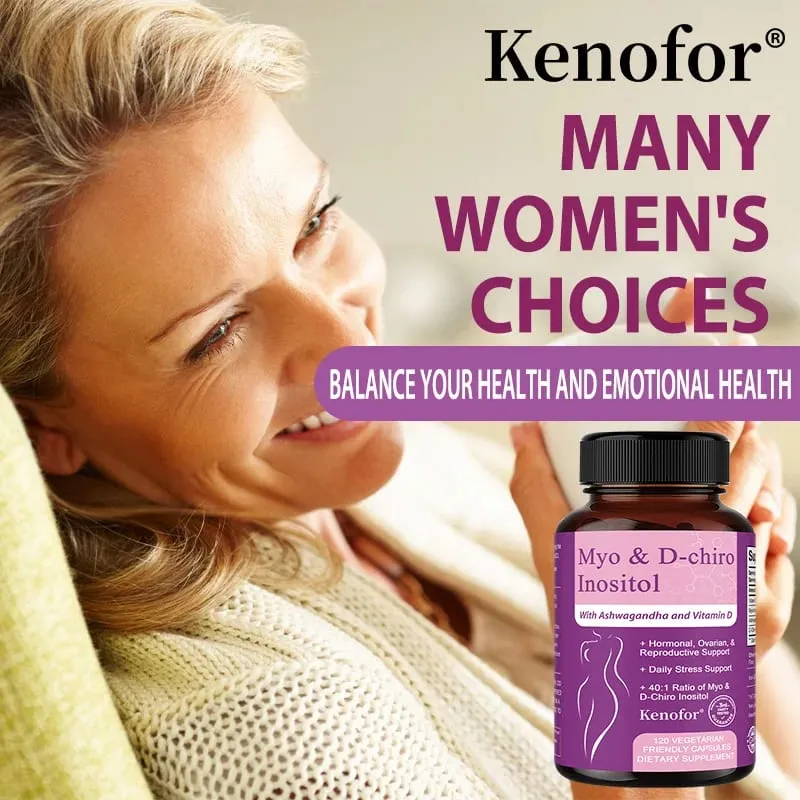 Inositol Supplement with Ashwagandha Improves Muscle Ovarian Function Antioxidant Blood Sugar Balance 120 Veggie Capsules