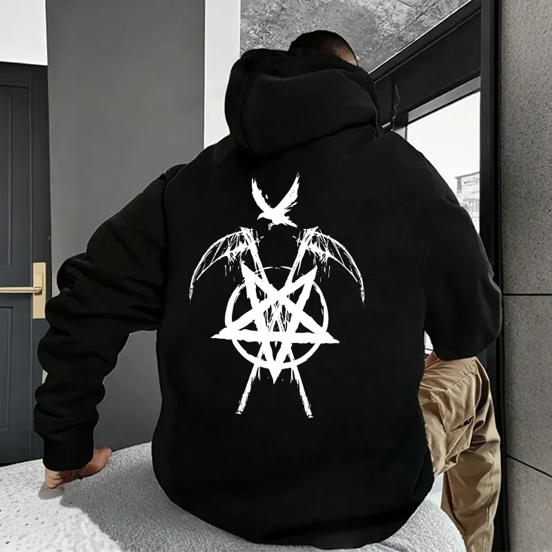 2025 Trendy Mens Hooded Sweatshirts Satan Pentagram Print Autumn Winter Casual Sportswear Urban Fashion Hoodies Male Top Outwear — image 19