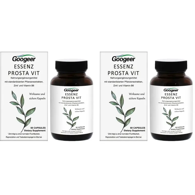 Googeer Prosta Vit Essenz Capsules para sa Mga Lalaki Pantog at Urinary Tract Health Support na may Zinc Vitamin B6 Saw Palmetto 60 Count