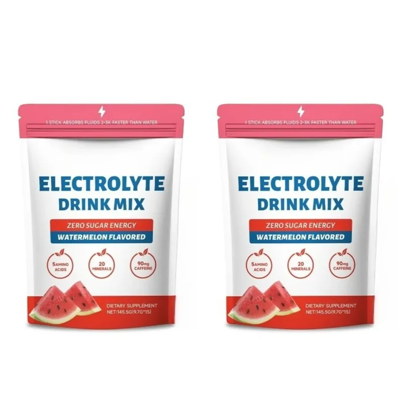 Zero Sugar Vattenmelon Elektrolytpulver med 90mg koffein Aminosyror Mineraler Vitaminer Ger energipåfyllning 15 sticks