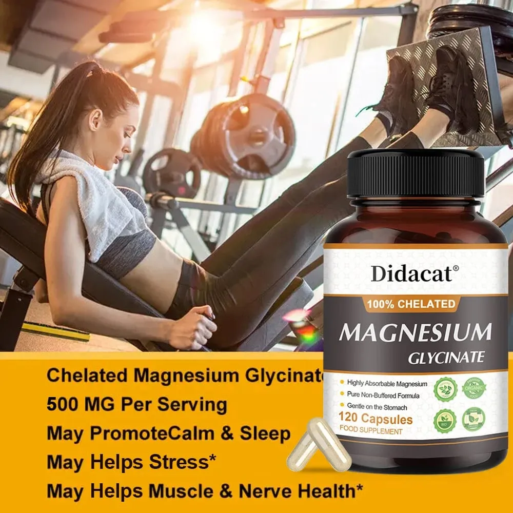 Magnesium Glycine 500mg - Supports Muscle Function Improves Sleep Quality Supports Cardiovascular and Metabolic Health