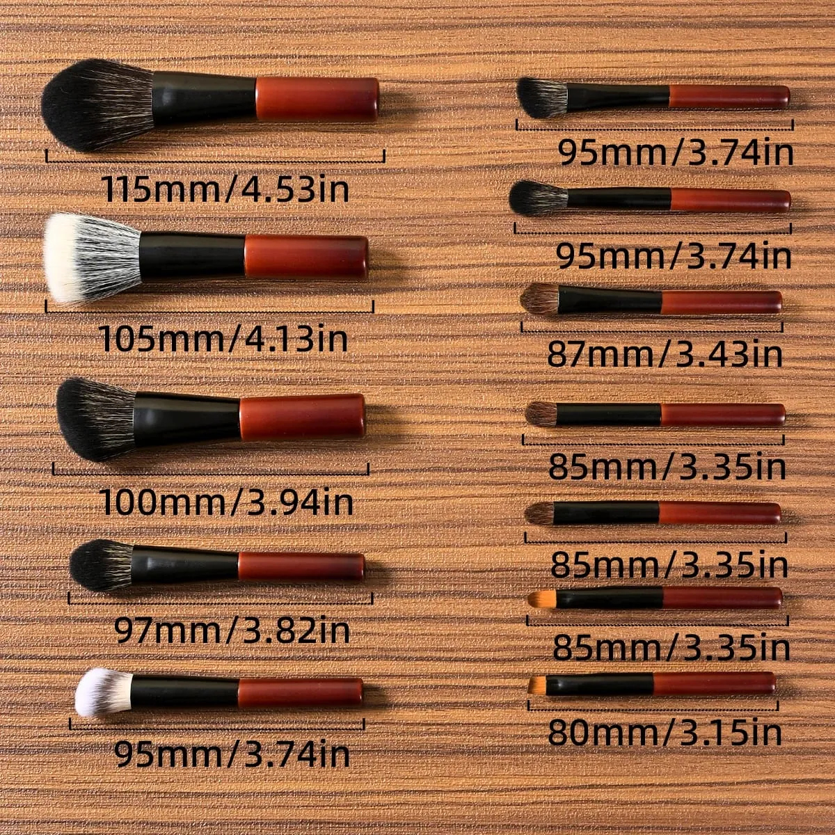 13 Buah Set Kuas Rias Walnut Ukuran Perjalanan Profesional Tanpa Gudang Kuas Rias Mini Tan dengan Kotak