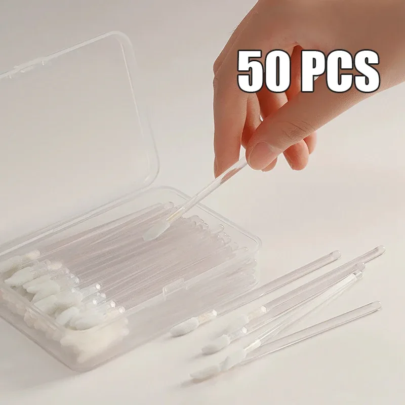 50/100 Pcs Disposable Lip Brushes Flocked Tip Makeup Brush Portable Hygienic Applicator para sa Lip Gloss Foundation Concealer Mask